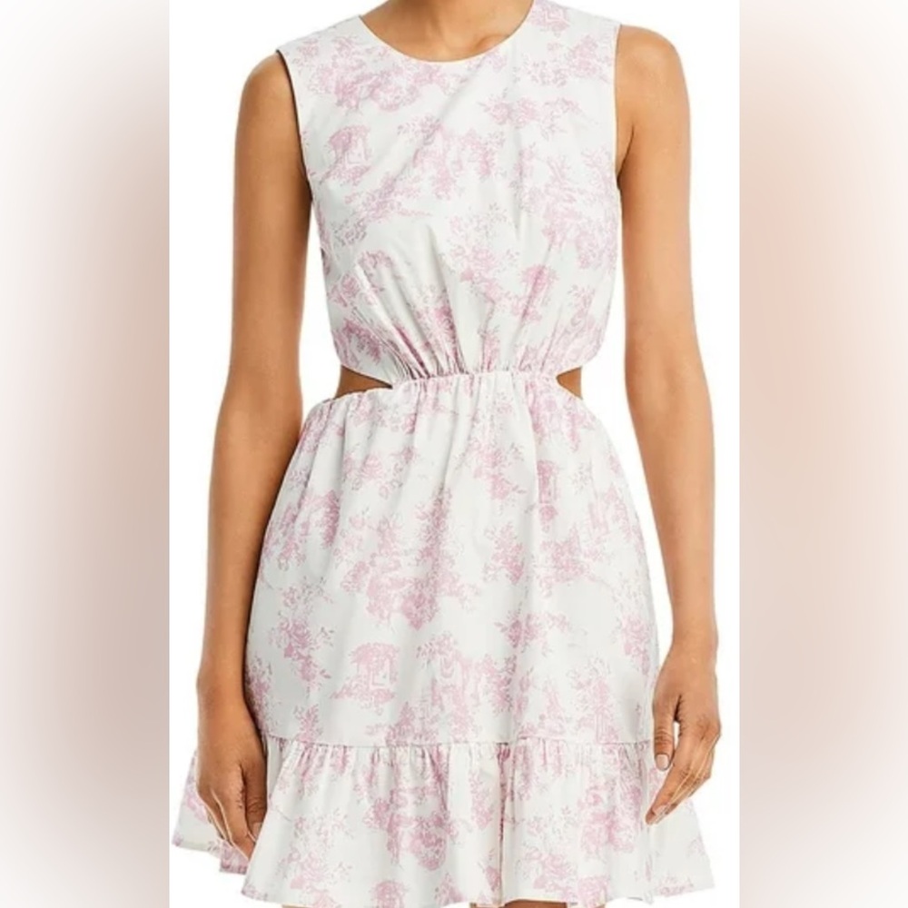 Bloomingdale’s Wayf Pink Toile cut out dress